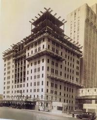 A black and white photo of the Babies Hospital in 1928 in New York City.